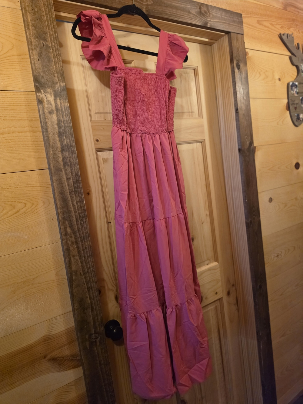 Women’s Pink Ruffle Sleeve Tiered Sundress - Picture 2 of 5